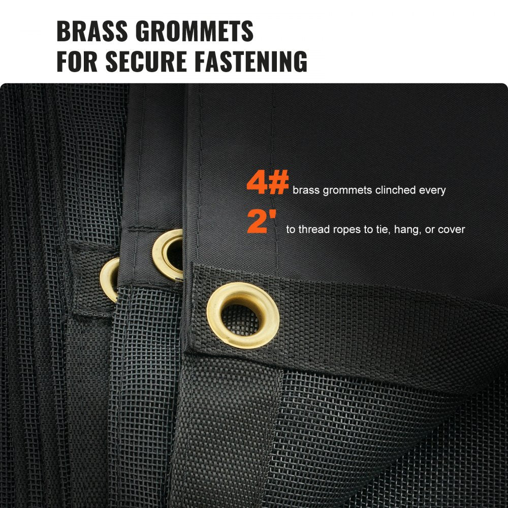 VEVOR Dump Truck Mesh Tarp, 7 x 22 ft, PVC Coated Black Heavy Duty Cover with 5.5" 18oz Double Pocket, Brass Grommets, Reinforced Double Needle Stitch Webbing Fits Manual or Electric Dump Truck System