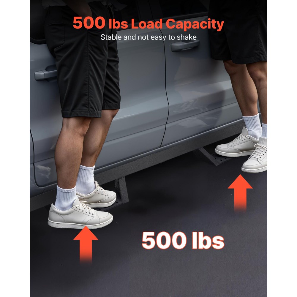VEVOR Running Boards, 4 Inches Side Steps Compatible with 2005-2023 Toyota Tacoma Double Cab, Black Carbon Steel Nerf Bars, 550 lbs Load Capacity, Wide Non-Slip Hollow Surface with Rustproof Coating