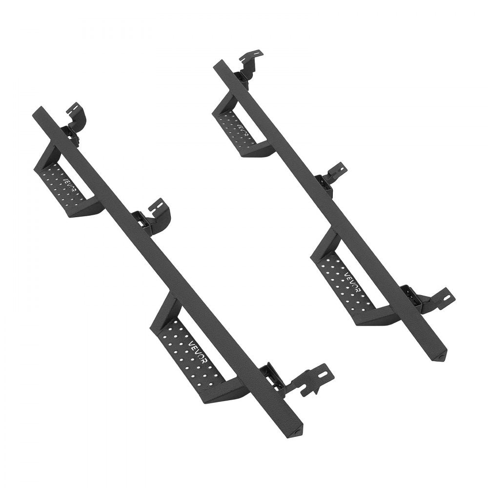VEVOR Running Boards, 4 Inches Side Steps Compatible with 2005-2023 Toyota Tacoma Double Cab, Black Carbon Steel Nerf Bars, 550 lbs Load Capacity, Wide Non-Slip Hollow Surface with Rustproof Coating