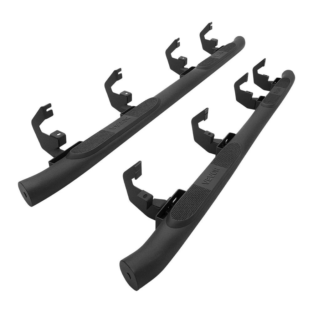 VEVOR Running Boards, 3 Inches Side Steps Compatible with 2019-2025 Chevy GMC 1500/2500HD/3500HD Crew Cab, Black Carbon Steel Nerf Bars, 550 lbs Load Capacity, Non-Slip Surface with Rustproof Coating