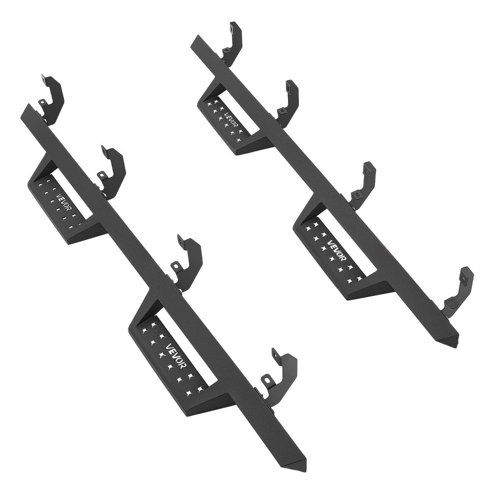 VEVOR Running Boards, 4 Inches Side Steps Compatible with 2019-2025 Chevy GMC 1500/2500HD/3500HD Crew Cab, Black Carbon Steel Nerf Bars, 550 lbs Load Capacity, Non-Slip Surface with Rustproof Coating