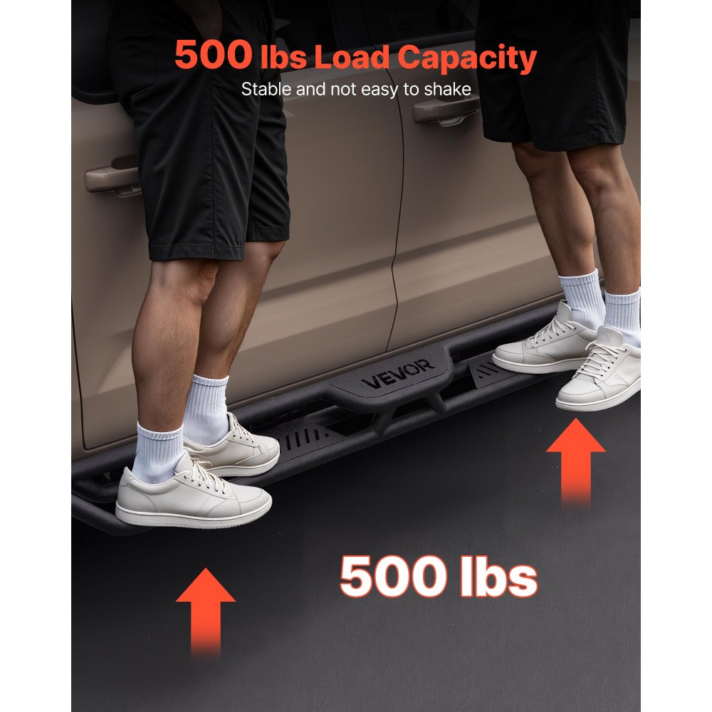 VEVOR Running Boards, 6 Inches Side Steps Compatible with 2022-2025 Toyota Tundra CrewMax Cab, Black Carbon Steel Nerf Bars, 550 lbs Load Capacity, Wide Non-Slip Hollow Surface with Rustproof Coating