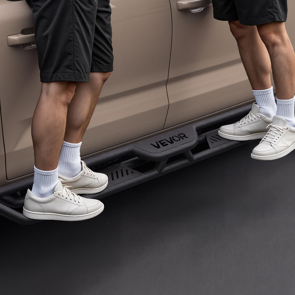 VEVOR Running Boards, 6 Inches Side Steps Compatible with 2022-2025 Toyota Tundra CrewMax Cab, Black Carbon Steel Nerf Bars, 550 lbs Load Capacity, Wide Non-Slip Hollow Surface with Rustproof Coating