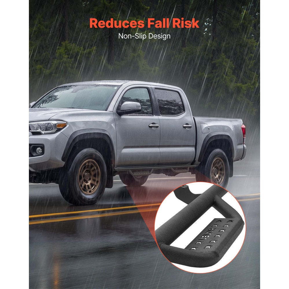 VEVOR Running Boards, 4 Inches Side Steps Compatible with 2024-2025 Toyota Tacoma Double Cab, Black Carbon Steel Nerf Bars, 550 lbs Load Capacity, Wide Non-Slip Hollow Surface with Rustproof Coating