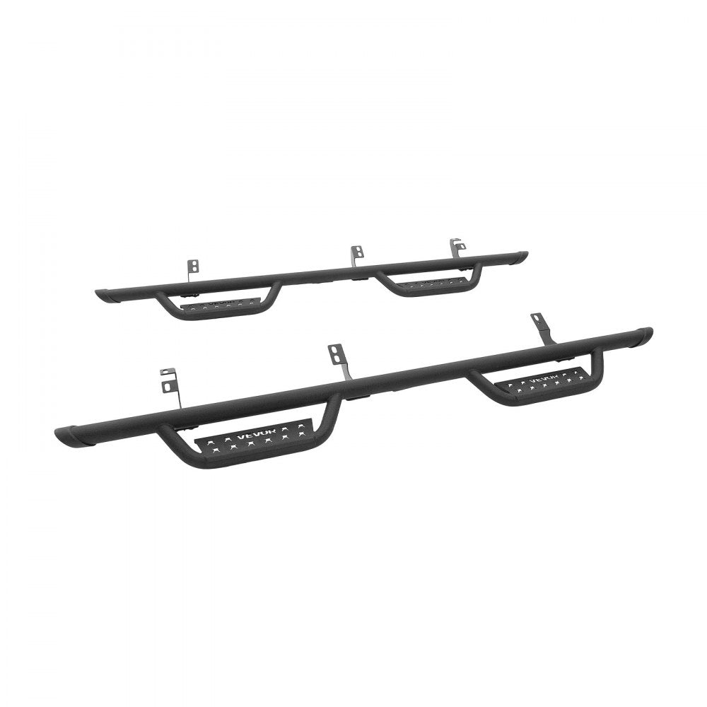 VEVOR Running Boards, 4 Inches Side Steps Compatible with 2024-2025 Toyota Tacoma Double Cab, Black Carbon Steel Nerf Bars, 550 lbs Load Capacity, Wide Non-Slip Hollow Surface with Rustproof Coating