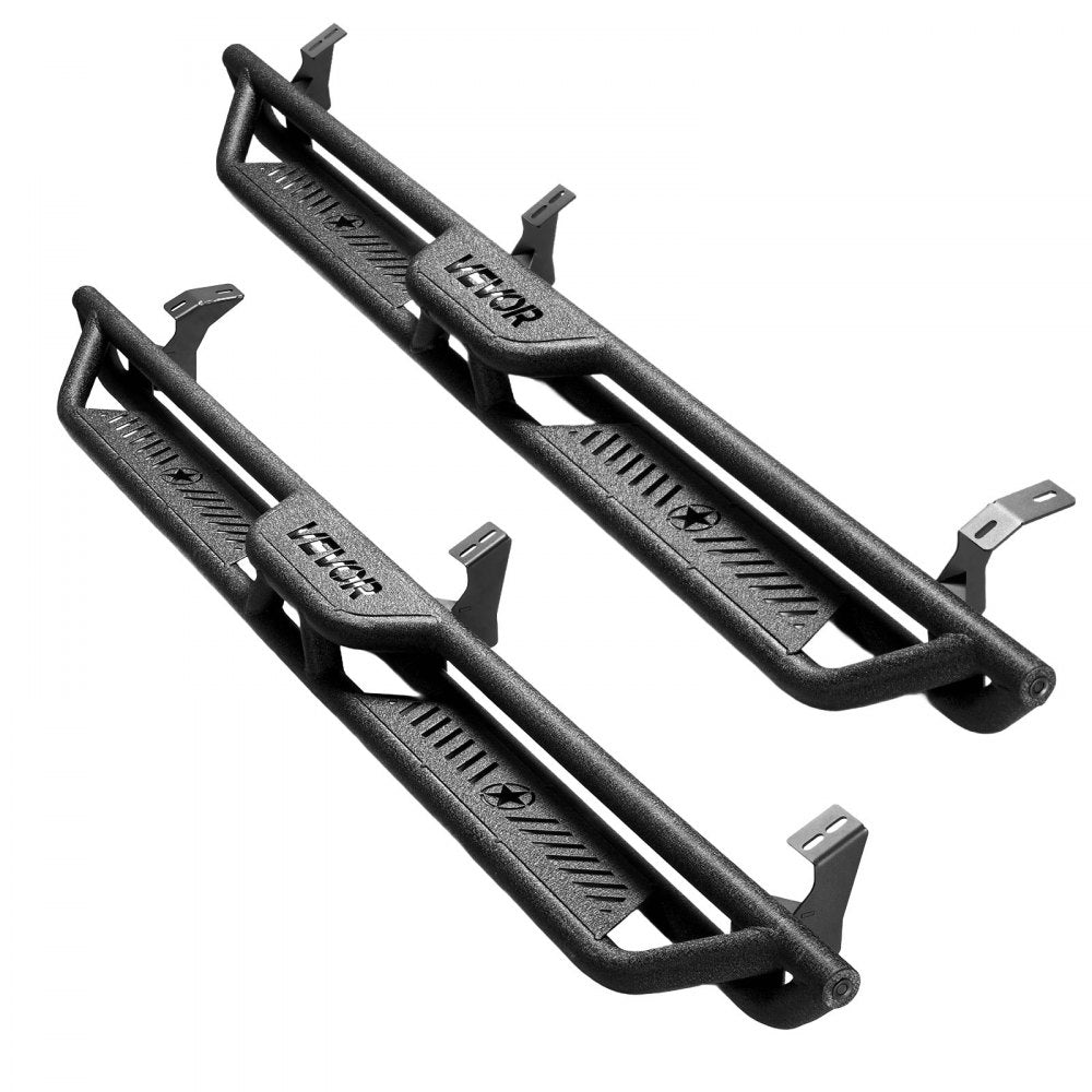 VEVOR Running Boards, 6 Inches Side Steps Compatible with 2005-2023 Toyota Tacoma Double Cab, Black Carbon Steel Nerf Bars, 550 lbs Load Capacity, Wide Non-Slip Hollow Surface with Rustproof Coating