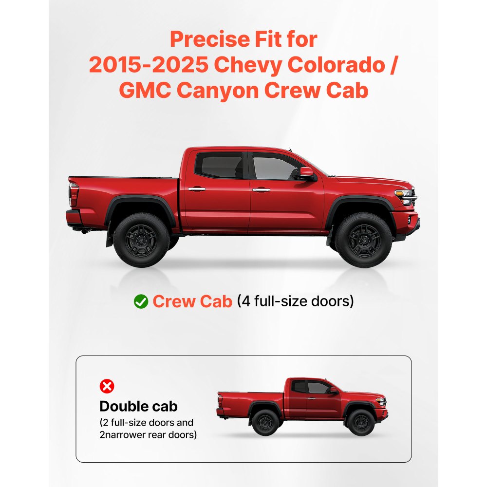 VEVOR Running Boards, 6 Inches Side Steps Compatible with 2015-2025 Chevy Colorado/GMC Canyon Crew Cab, Black Carbon Steel Nerf Bars, 550 lbs Load Capacity, Non-Slip Hollow Surface Rustproof Coating