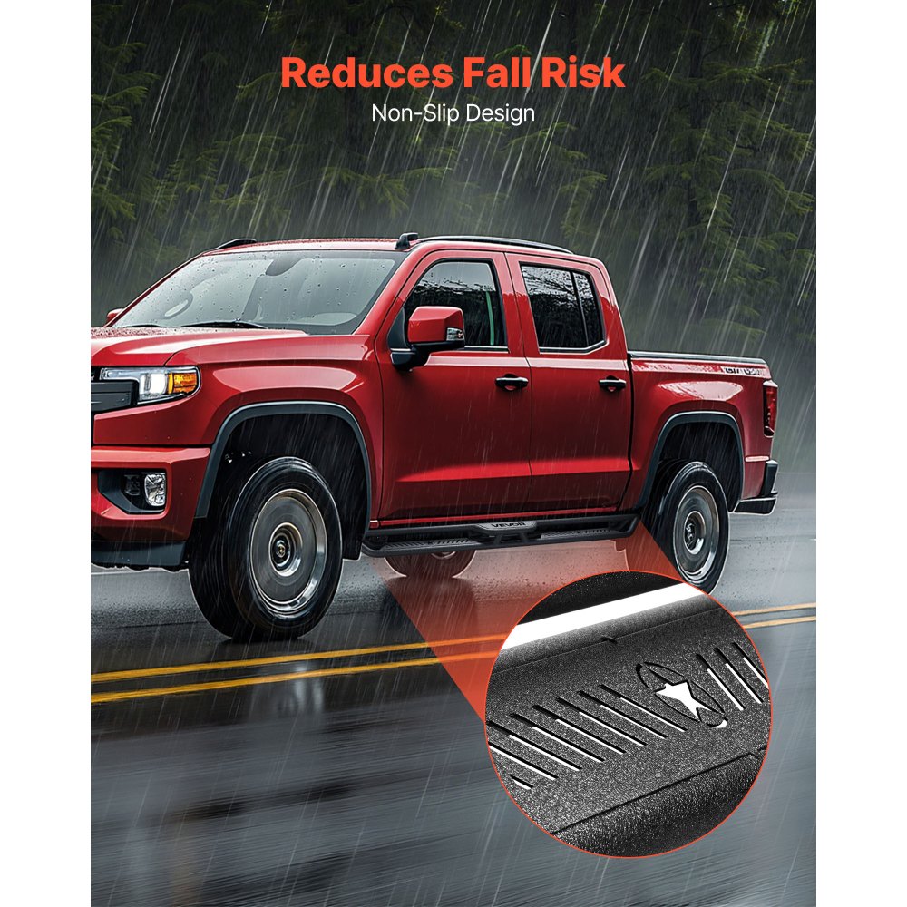 VEVOR Running Boards, 6 Inches Side Steps Compatible with 2015-2025 Chevy Colorado/GMC Canyon Crew Cab, Black Carbon Steel Nerf Bars, 550 lbs Load Capacity, Non-Slip Hollow Surface Rustproof Coating