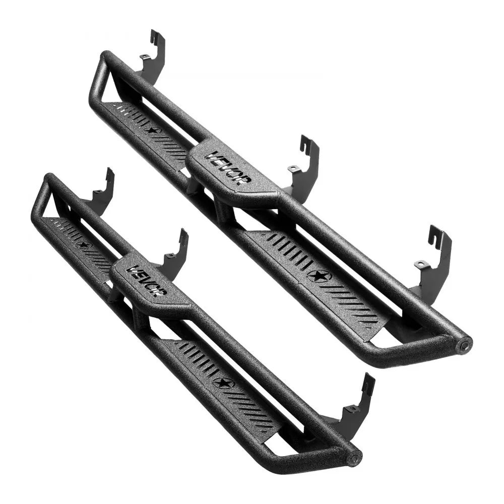 VEVOR Running Boards, 6 Inches Side Steps Compatible with 2015-2025 Chevy Colorado/GMC Canyon Crew Cab, Black Carbon Steel Nerf Bars, 550 lbs Load Capacity, Non-Slip Hollow Surface Rustproof Coating