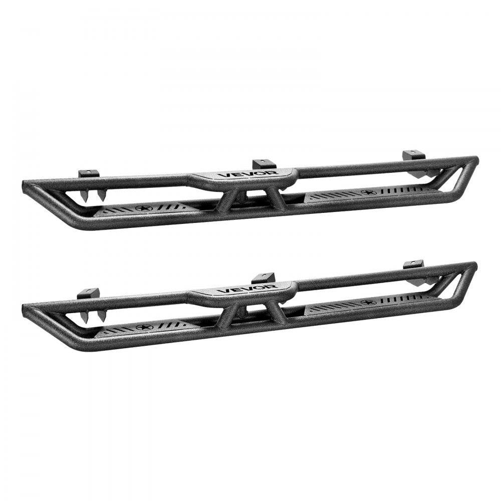 VEVOR Running Boards, 6 Inches Side Steps Compatible with 2018-2025 Jeep Wrangler JL 4 Door, Black Carbon Steel Nerf Bars, 550 lbs Load Capacity, Wide Non-Slip Hollow Surface with Rustproof Coating