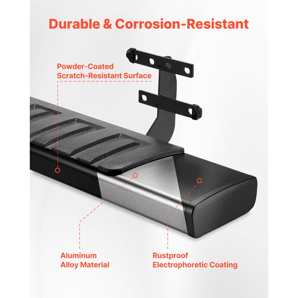 VEVOR Running Boards, 6 Inches Side Steps Compatible with 2019-2025 Dodge Ram 1500 Crew Cab(Not Fit 2019-2025 1500 Classic), Black Aluminum Alloy Nerf Bars, 500 lbs Load Capacity, Non-Slip Textured Surface with Rustproof Coating