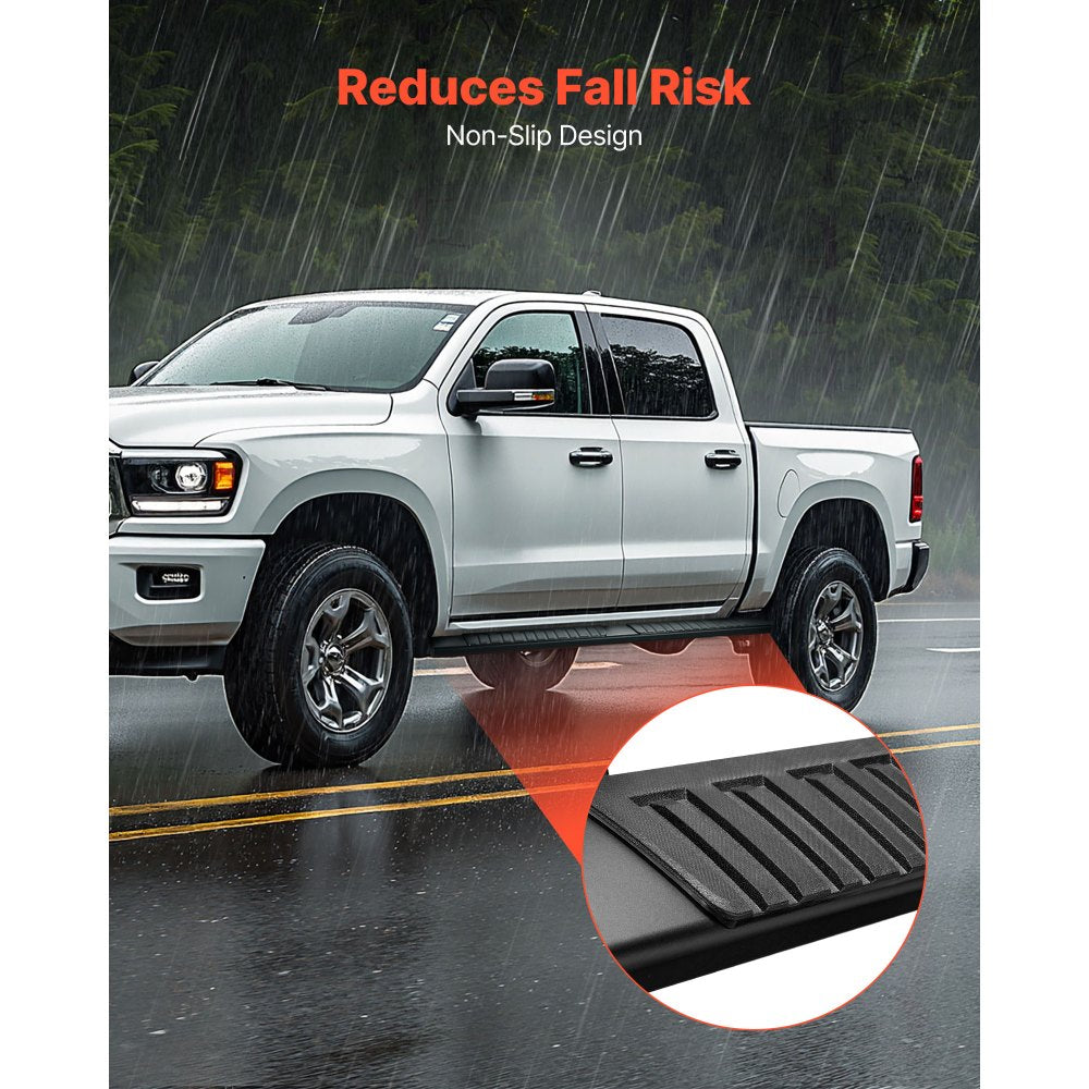 VEVOR Running Boards, 6 Inches Side Steps Compatible with 2019-2025 Dodge Ram 1500 Crew Cab(Not Fit 2019-2025 1500 Classic), Black Aluminum Alloy Nerf Bars, 500 lbs Load Capacity, Non-Slip Textured Surface with Rustproof Coating