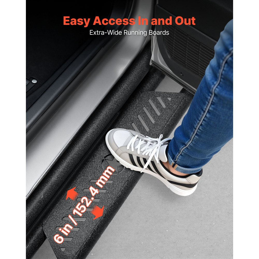 VEVOR Running Boards, 6 Inches Side Steps Compatible with 2019-2025 Dodge Ram 1500 Crew Cab(Not Fit 2019-2025 1500 Classic), Black Carbon Steel Nerf Bars, 550 lbs Load Capacity, Wide Non-Slip Hollow Surface with Rustproof Coating