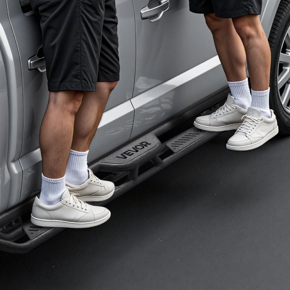 VEVOR Running Boards, 6 Inches Side Steps Compatible with 2019-2025 Dodge Ram 1500 Crew Cab(Not Fit 2019-2025 1500 Classic), Black Carbon Steel Nerf Bars, 550 lbs Load Capacity, Wide Non-Slip Hollow Surface with Rustproof Coating