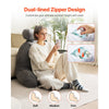 VEVOR Reading Pillow, Large Bed Pillow with Removable Headrest, Back Pillow with 3 Pockets, Shredded Memory Foam and Washable Short Velvet Cloth, Side with Handles for Reading, Gaming, Resting, Grey