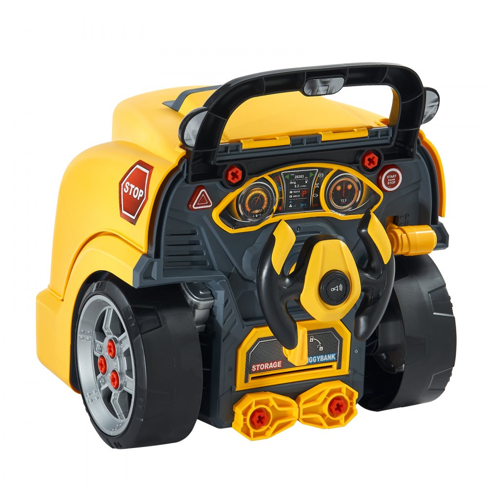 VEVOR Engine Toy, 60 Pieces, Kids Mechanic Car Repair Set with Removable Parts, Lights and Sounds, Steering Wheel and Horn, Kids Mechanic Workshop Set for Toddler Ages 3 Years and Up, Yellow