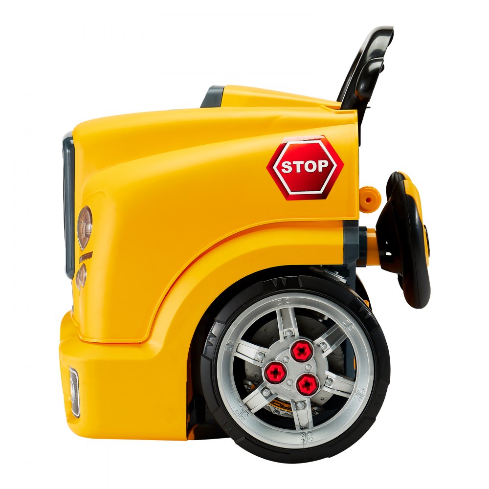 VEVOR Engine Toy, 60 Pieces, Kids Mechanic Car Repair Set with Removable Parts, Lights and Sounds, Steering Wheel and Horn, Kids Mechanic Workshop Set for Toddler Ages 3 Years and Up, Yellow