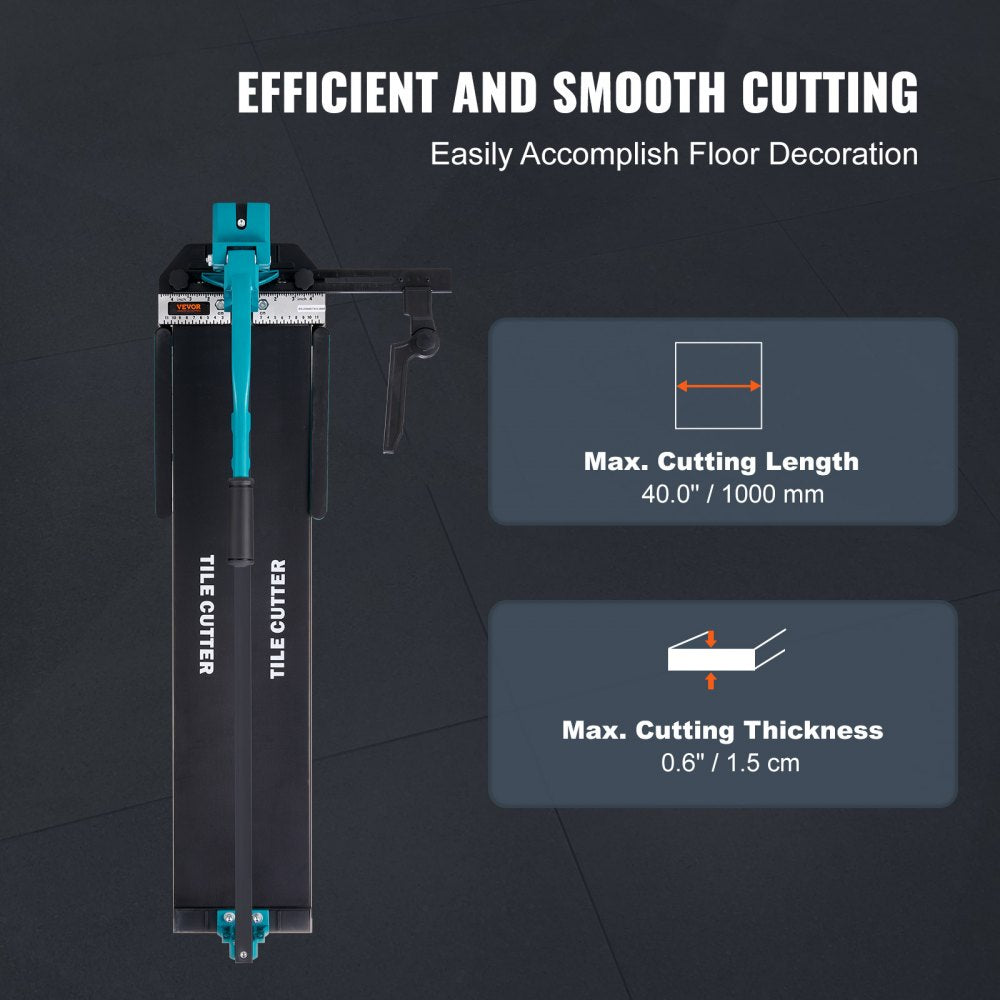VEVOR Manual Tile Cutter, 40 inch, Porcelain Ceramic Tile Cutter with Tungsten Carbide Cutting Wheel, Infrared Positioning, Anti-Skid Feet, Durable Rails for professional installers or beginners