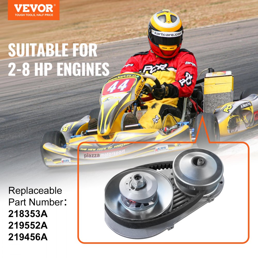 VEVOR Drive Clutch, 2-8HP Engine, 2000 RPM High-Strength Drive Clutch with Asymmetric Designed Wheels & Robust Rubber Belt, Sturdy & Durable Clutch with Full Accessories, Fit for Various Engines