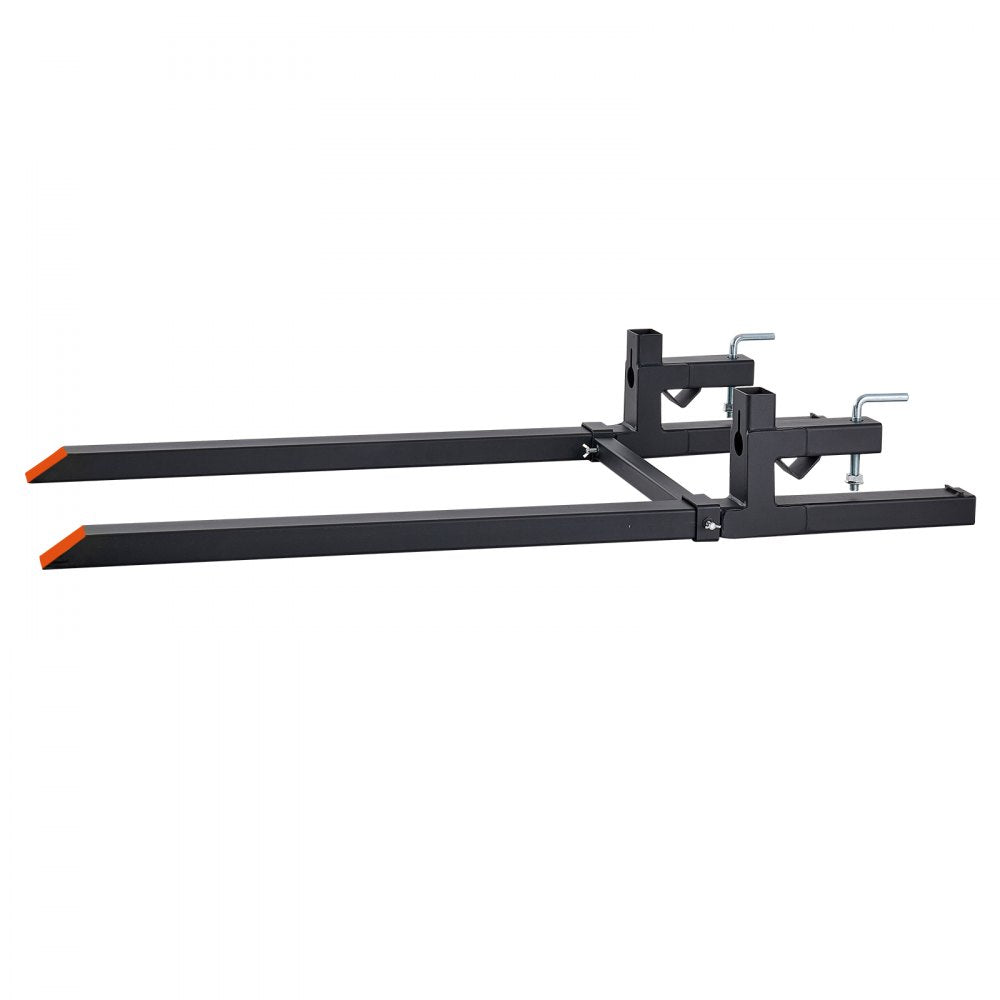 VEVOR Pallet Forks 2000 lbs Clamp-On Pallet Forks, 60 in Length Orange Tips, for Tractor Attachments, Skid Steer & Loader Bucket, Adjustable Stabilizer Bar, Heavy-Duty Reinforced Tractor Bucket Fork