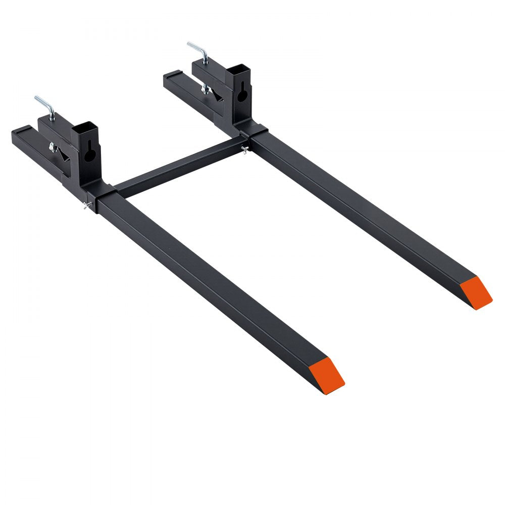 VEVOR Pallet Forks 2000 lbs Clamp-On Pallet Forks, 60 in Length Orange Tips, for Tractor Attachments, Skid Steer & Loader Bucket, Adjustable Stabilizer Bar, Heavy-Duty Reinforced Tractor Bucket Fork