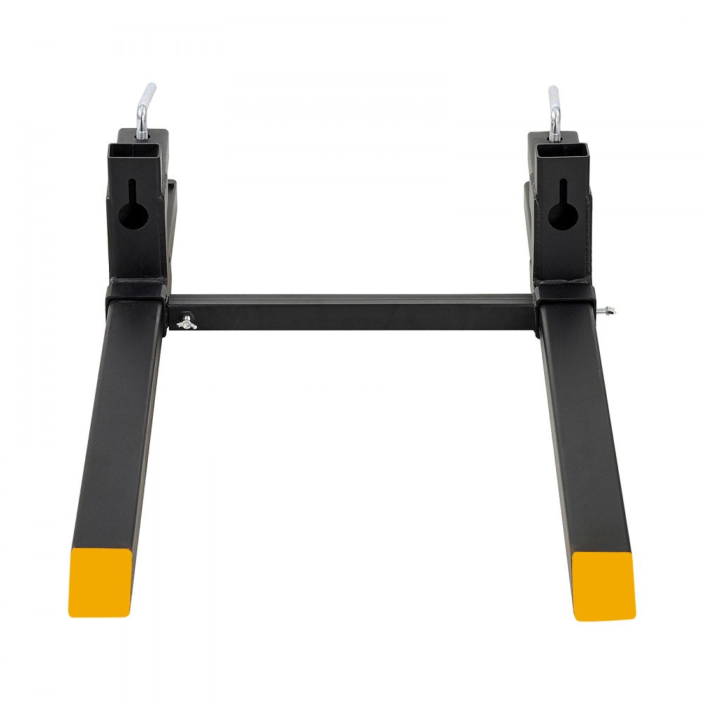 VEVOR Pallet Forks 2000 lbs Clamp-On Pallet Forks, 43 in Length Yellow Tips, for Tractor Attachments, Skid Steer & Loader Bucket, Adjustable Stabilizer Bar, Heavy-Duty Reinforced Tractor Bucket Fork