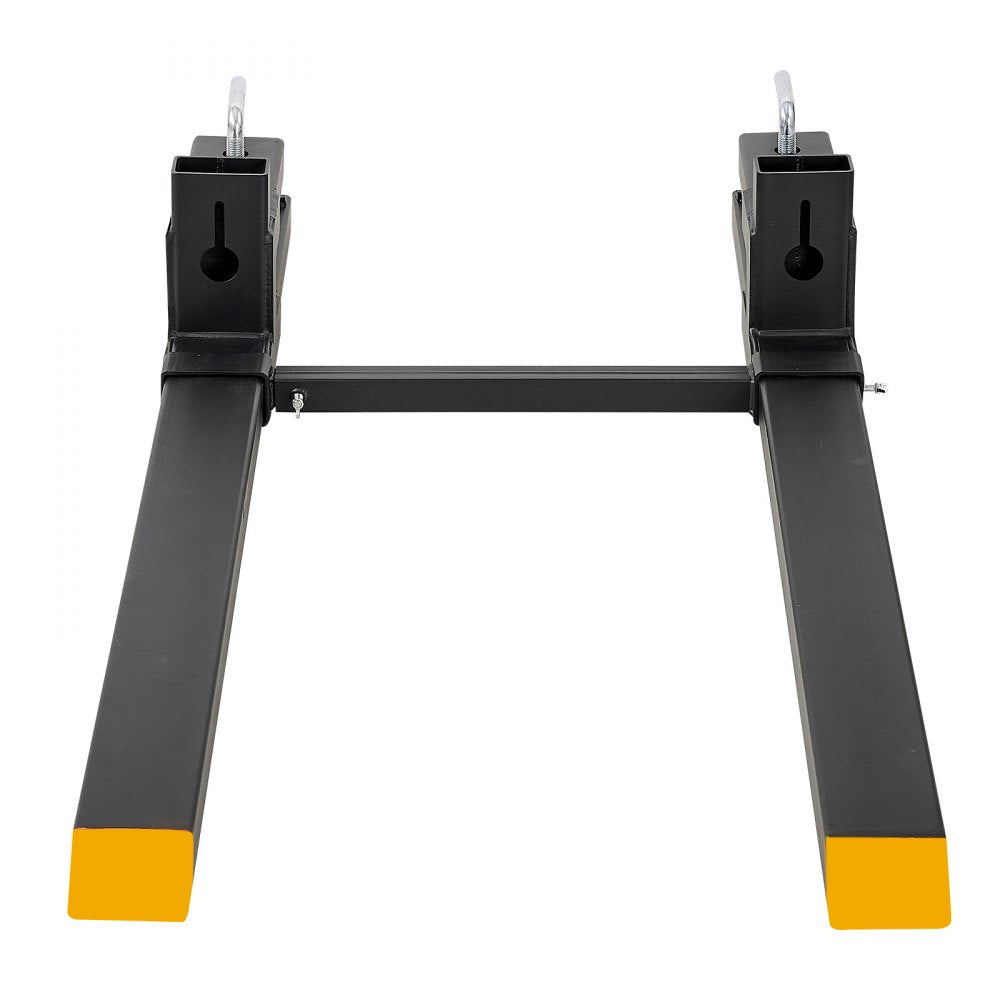VEVOR Pallet Forks 4000 lbs Clamp-On Pallet Forks, 60 in Length Yellow Tips, for Tractor Attachments, Skid Steer & Loader Bucket, Adjustable Stabilizer Bar, Heavy-Duty Reinforced Tractor Bucket Fork