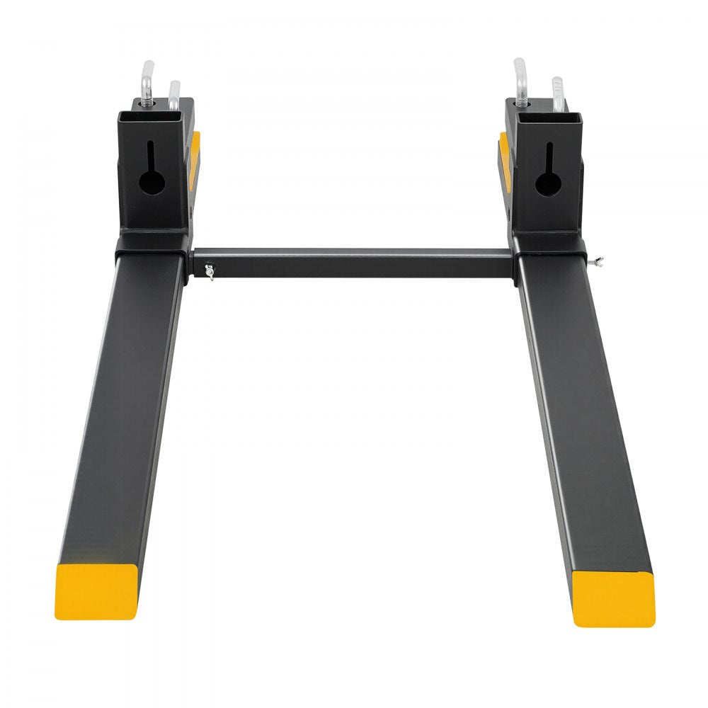 VEVOR Pallet Forks 4000 lbs Clamp-On Pallet Forks, 60 in Length Yellow Tips, Suitable for Tractor Attachments, Skid Steer and Loader Bucket, Adjustable Stabilizer Bar, Heavy-Duty Tractor Bucket Fork