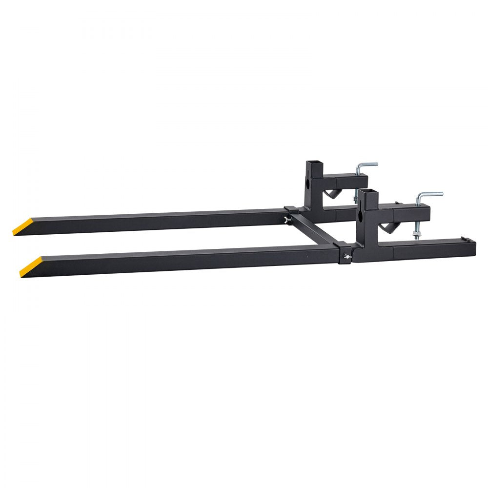 VEVOR Pallet Forks 2000 lbs Clamp-On Pallet Forks, 60 in Length Yellow Tips, for Tractor Attachments, Skid Steer & Loader Bucket, Adjustable Stabilizer Bar, Heavy-Duty Reinforced Tractor Bucket Fork