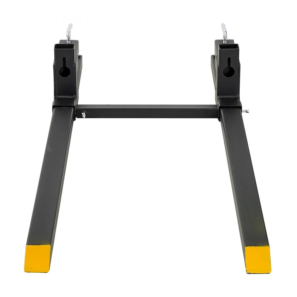 VEVOR Pallet Forks 2000 lbs Clamp-On Pallet Forks, 60 in Length Yellow Tips, for Tractor Attachments, Skid Steer & Loader Bucket, Adjustable Stabilizer Bar, Heavy-Duty Reinforced Tractor Bucket Fork