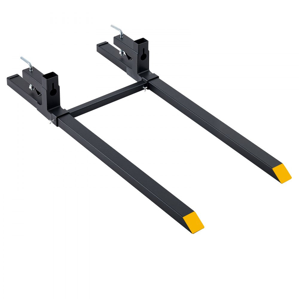 VEVOR Pallet Forks 2000 lbs Clamp-On Pallet Forks, 60 in Length Yellow Tips, for Tractor Attachments, Skid Steer & Loader Bucket, Adjustable Stabilizer Bar, Heavy-Duty Reinforced Tractor Bucket Fork
