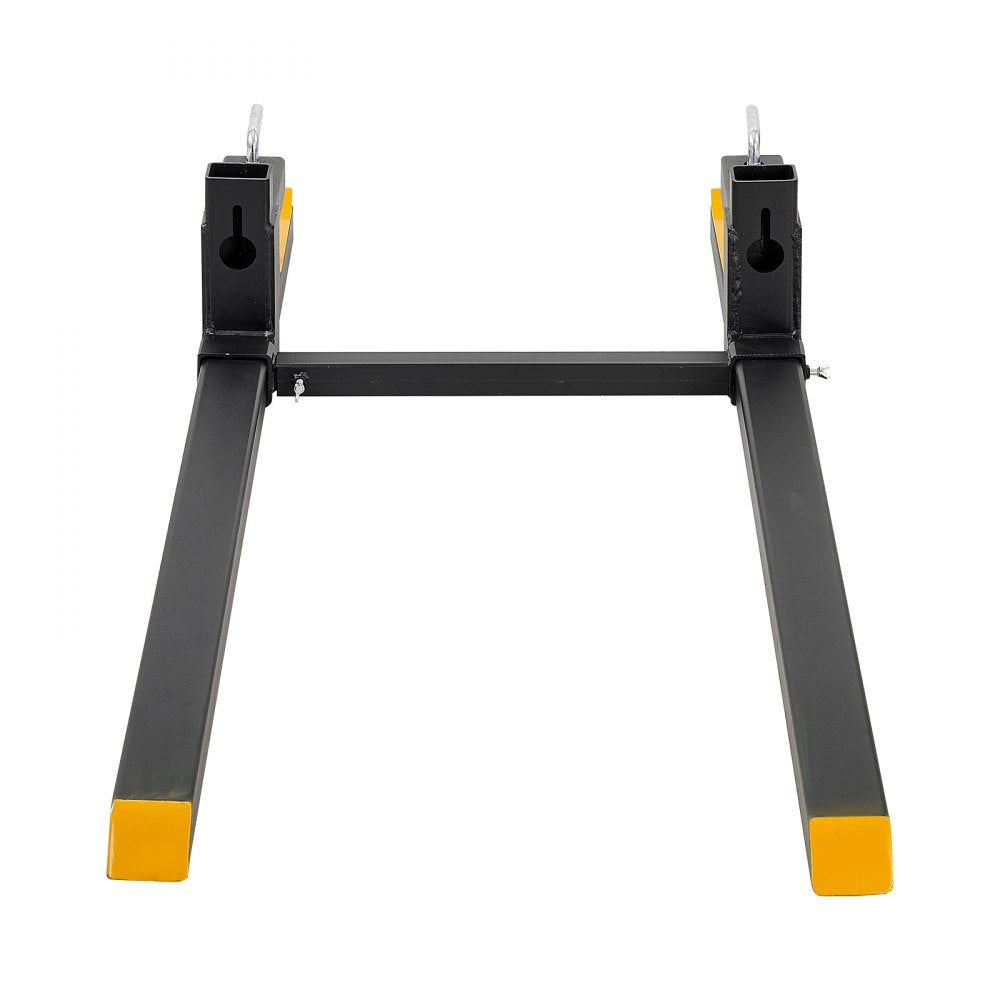 VEVOR Pallet Forks 2000 lbs Clamp-On Pallet Forks, 60 in Length Yellow Tips, Suitable for Tractor Attachments, Skid Steer and Loader Bucket, Adjustable Stabilizer Bar, Heavy-Duty Tractor Bucket Fork