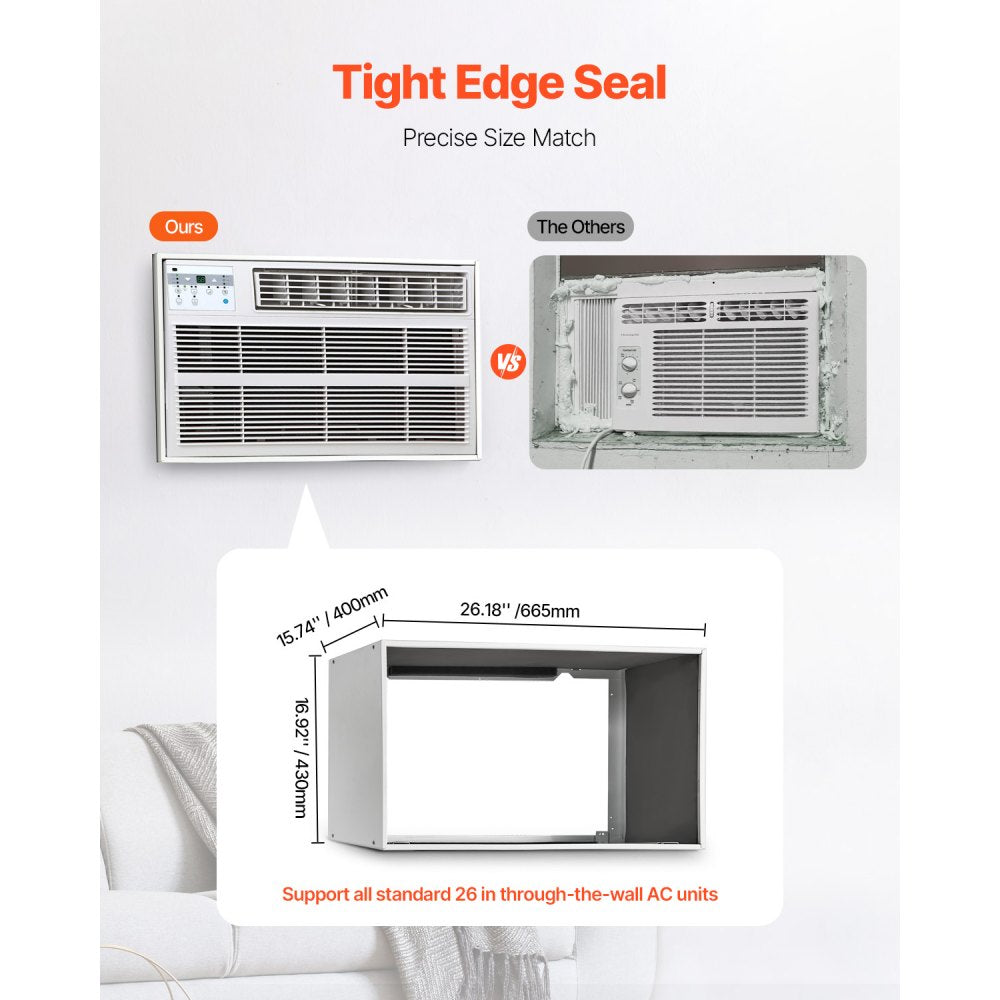 VEVOR Air Conditioner Wall Sleeve, 26 in Through the Wall Air Conditioner Sleeve, Wall Sleeve, Compatible with Most Brands of Through the Wall AC, Durable and Weather-Resistant Insulation Accessories