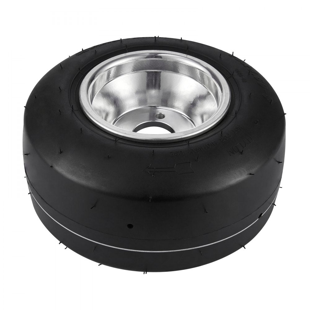 VEVOR Go Kart Tires and Rims, 10x4.5-5" Go Kart Wheels, 2-Pack Front Wheels, Aluminum Alloy Rims and Rubber Tires, Hub-Rim Fit Bolt Pattern 1.57 inch with 3 Bolt Holes, Replacement Pneumatic Tire