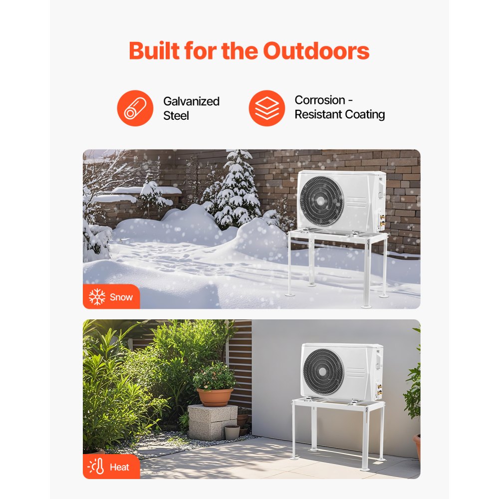 VEVOR Mini Split Ground Stand, Adjustable Anti-Vibration Mini Split Stand for 9000-18000 BTU Ductless Air Conditioner Heat Pump, Heavy Duty AC Base Bracket Floor Mount w/ 441LBS Max. Load Capacity