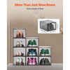 VEVOR Shoe Storage Boxes, 9 Pack Clear Stackable Shoe Boxes Storage Organizers with Magnetic Door, Fit up to US Size 13, Plastic Sneaker Containers for High Heels, Boots, and Hats, Transparent Black