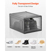 VEVOR Shoe Storage Boxes, 9 Pack Clear Stackable Shoe Boxes Storage Organizers with Magnetic Door, Fit up to US Size 13, Plastic Sneaker Containers for High Heels, Boots, and Hats, Transparent Black