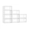 VEVOR Shoe Storage Boxes, 9 Pack Clear Stackable Shoe Boxes Storage Organizers with Magnetic Door, Fit up to US Size 13, Plastic Sneaker Containers for High Heels, Boots, and Hats, Transparent White