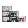 VEVOR Shoe Storage Boxes, 6 Pack Clear Stackable Shoe Boxes Storage Organizers with Magnetic Door, Fit up to US Size 13, Plastic Sneaker Containers for High Heels, Boots, and Hats, Transparent Black