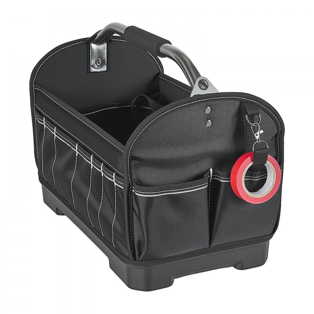 VEVOR Tool Bag, 16.1 Inch, 33-Pocket Open Top Tool Tote, Portable Electrical Maintenance Toolbox Organizer Storage with Hard Plastic Base, Adjustable Shoulder Strap, for Professionals DIY & Jobsite