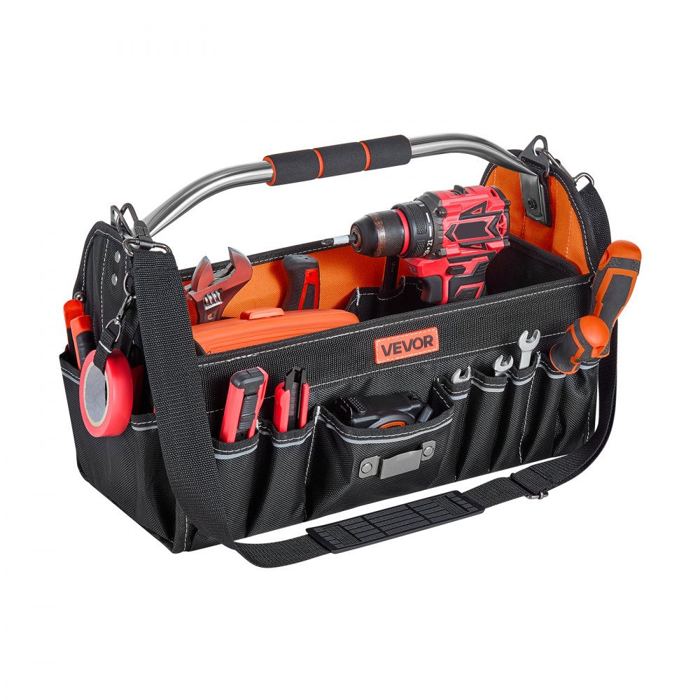 VEVOR Tool Bag, 16.1 Inch, 33-Pocket Open Top Tool Tote, Electrical Maintenance Toolbox Organizer Storage with Handle, Adjustable Shoulder Strap, Portable Toolbag, for Professionals DIY & Jobsite Use