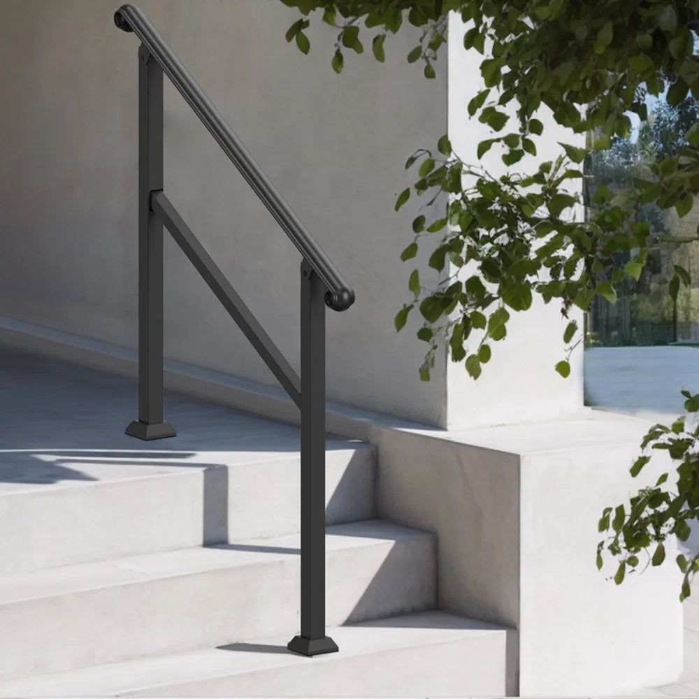 VEVOR Handrails for Outdoor Steps, 2-3 Step Stair Hand Rail & Indoor Railing Kit, Railings for Outside Steps with Installation Kit, Hand Rails for Seniors,Porch Railing & Deck Hand Rail, Black