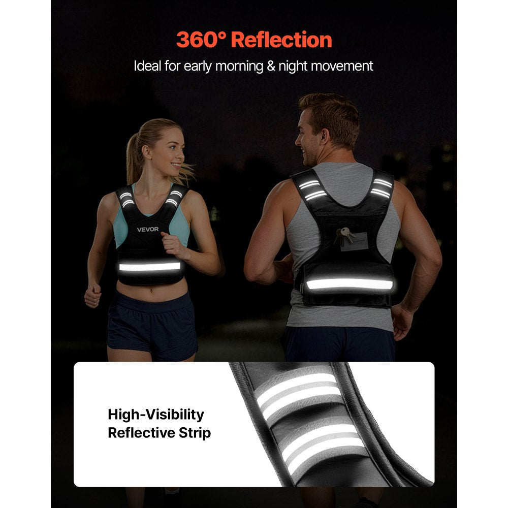 VEVOR Adjustable Weighted Vest, 4-10 lbs Comfortable X-Shape Body Weight Vest Set with 6 Weight Packs and Reflective Stripe, for Men Women, Workout Equipment for Strength Training Running Jogging