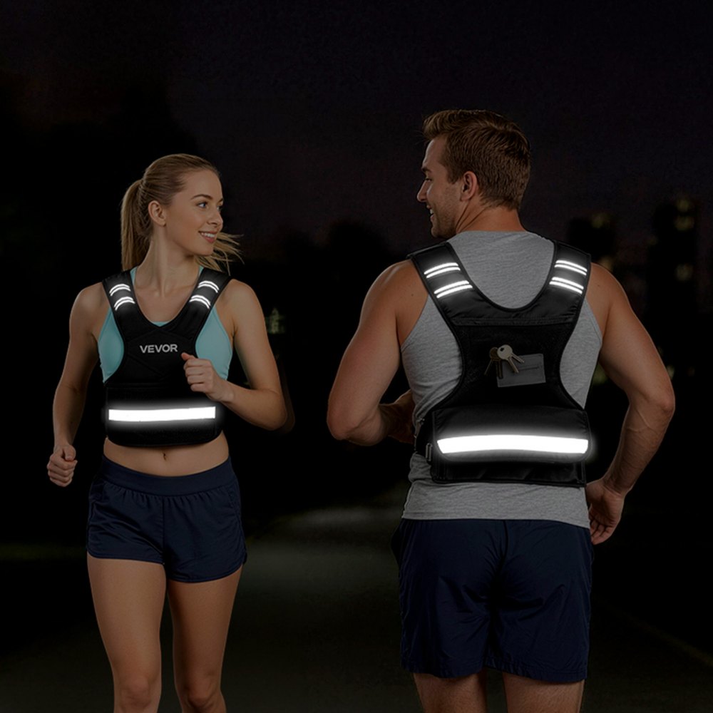 VEVOR Adjustable Weighted Vest, 4-10 lbs Comfortable X-Shape Body Weight Vest Set with 6 Weight Packs and Reflective Stripe, for Men Women, Workout Equipment for Strength Training Running Jogging