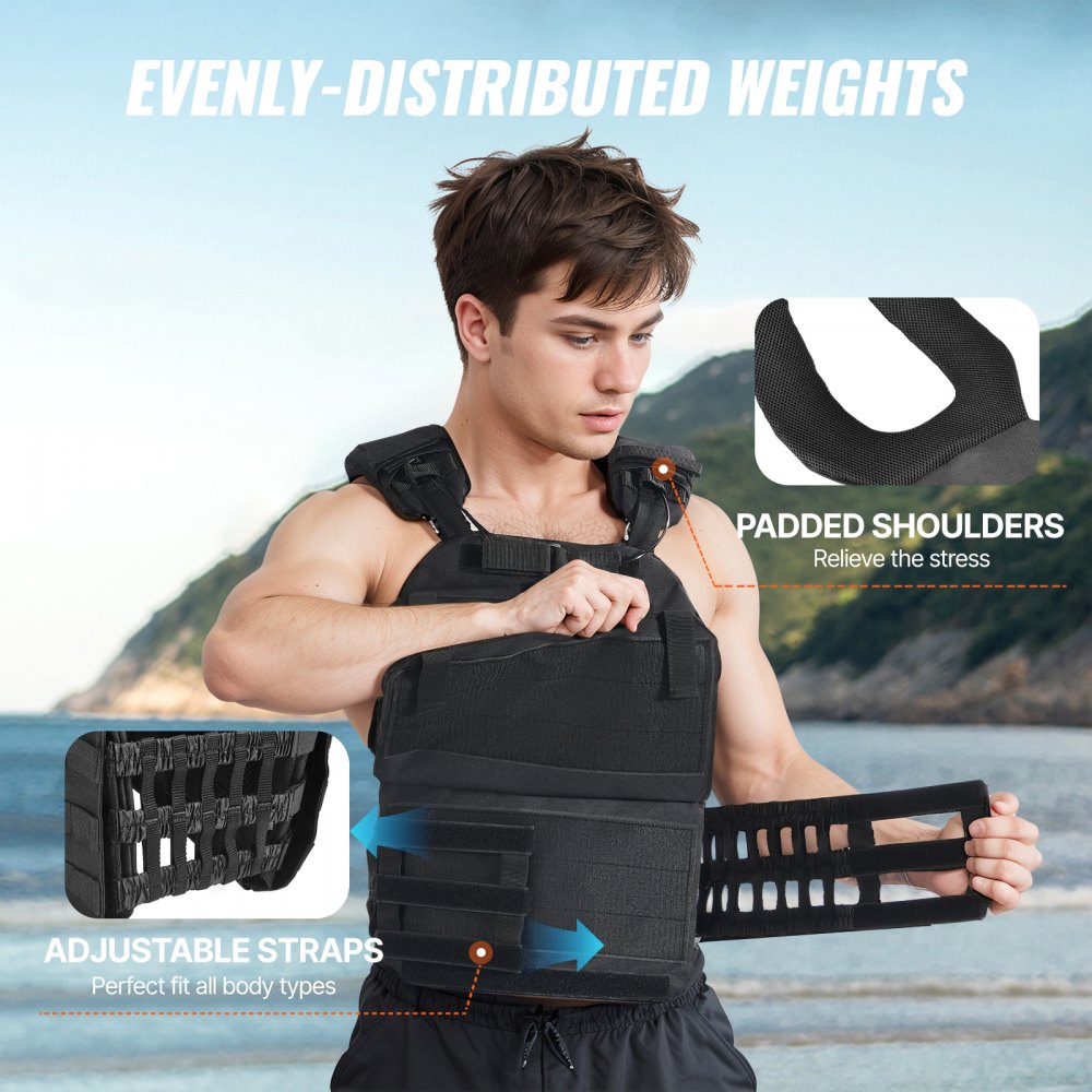 VEVOR Weighted Vest, 40lb Weight Vest, Adjustable Body Weight Jacket for Men Women, Workout Equipment for Strength and Endurance Training, Running, Jogging, Walking, Fitness, and Weight Loss