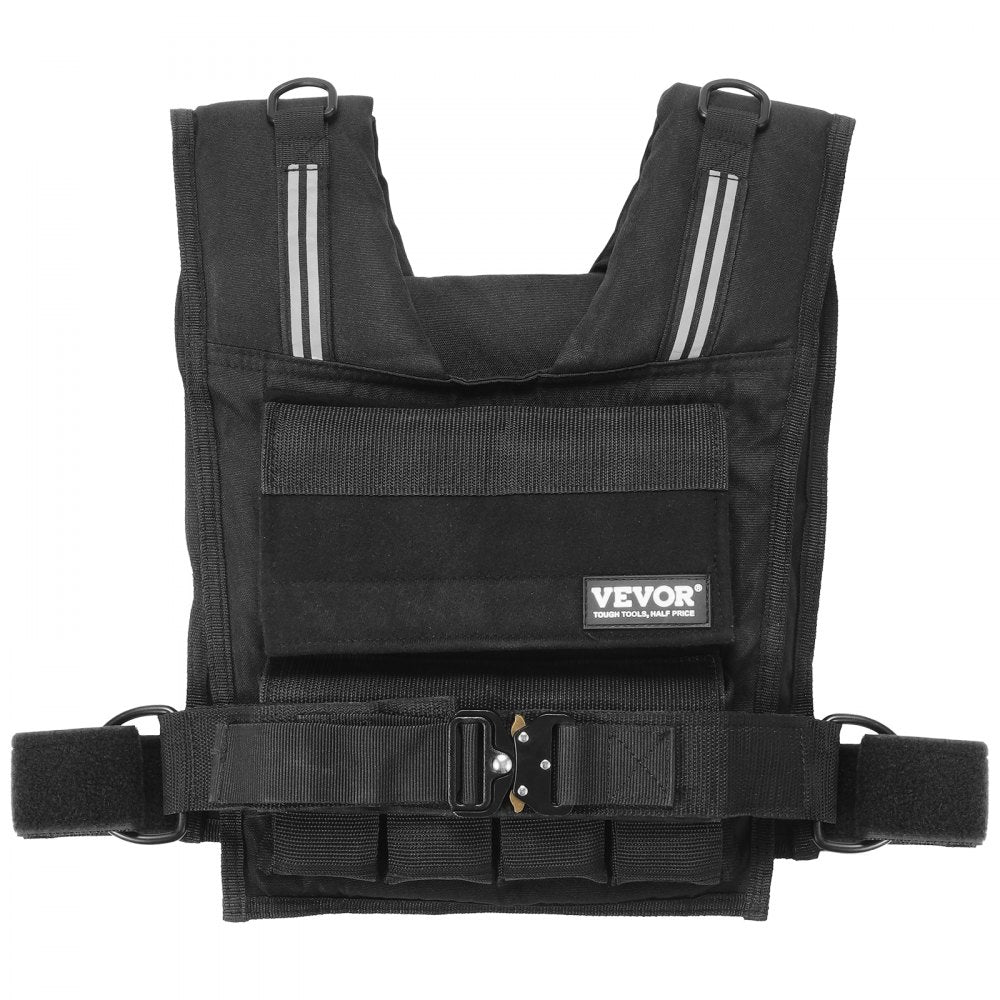 VEVOR Adjustable Weighted Vest, 35lb Weight Vest with Iron Weights, Shoulder Pad, and Reflective Stripe, Body Weight Vest Exercise Set for Men Women, Workout Equipment for Strength Training Running