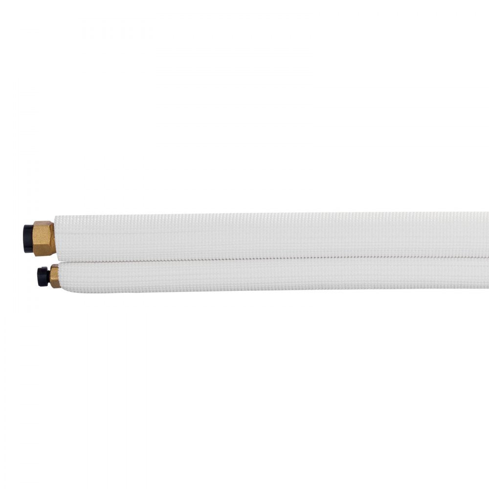 VEVOR 50ft Mini Split Line Set, 1/4” & 1/2” OD AC Copper Tubing Pipe, 3/8 White PE Thickened Insulated Coil with Flared Nuts, Rich Fittings, for Mini Split Air Conditioner HVAC or Heat Pump System