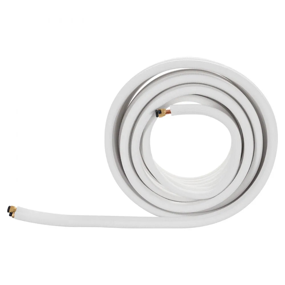 VEVOR 50ft Mini Split Line Set, 1/4” & 1/2” OD AC Copper Tubing Pipe, 3/8 White PE Thickened Insulated Coil with Flared Nuts, Strapping Tapes, for Mini Split Air Conditioner HVAC or Heat Pump System