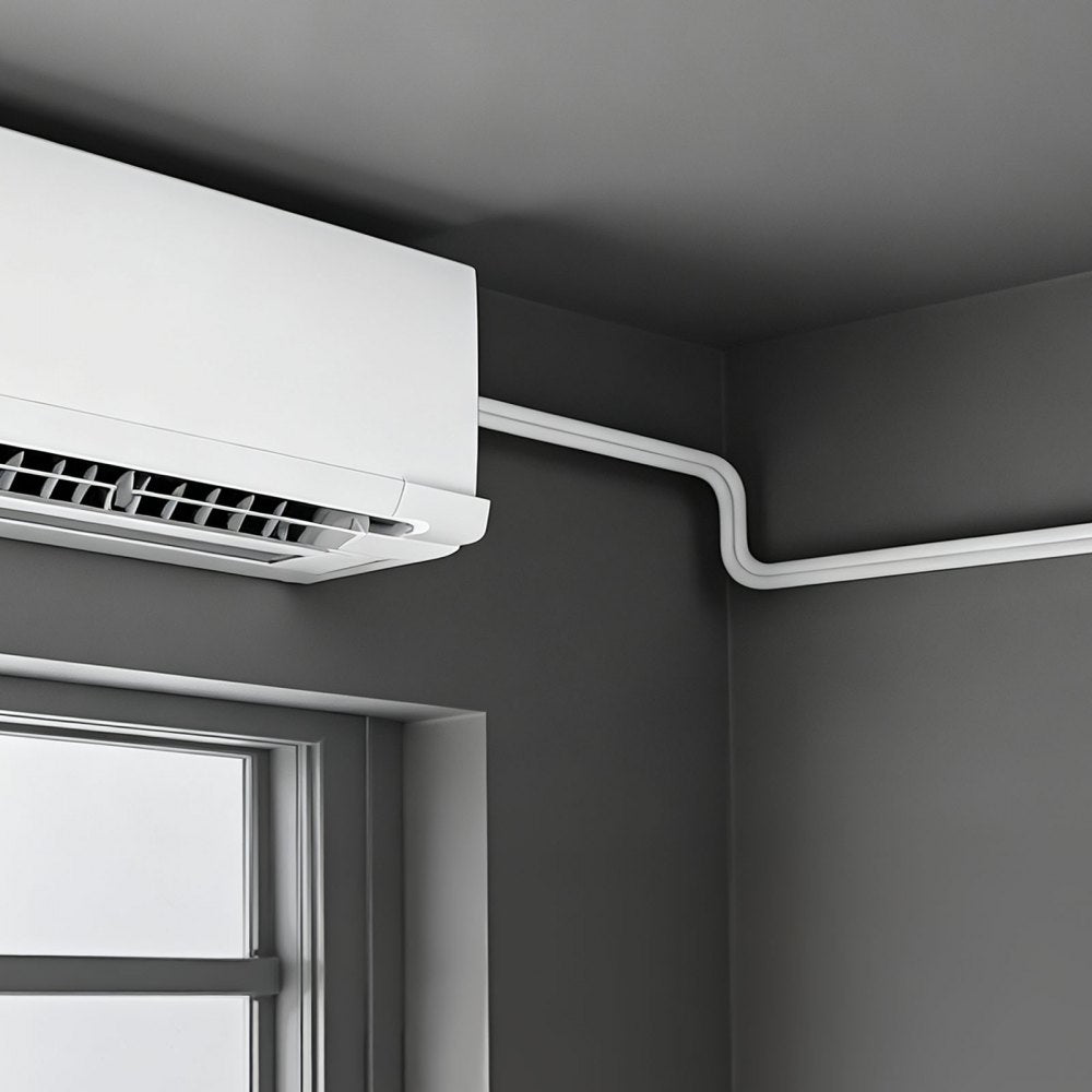 VEVOR 50ft Mini Split Line Set, 1/4” & 3/8” OD AC Copper Tubing Pipe, 3/8 White PE Thickened Insulated Coil with Flared Nuts, Strapping Tapes, for Mini Split Air Conditioner HVAC or Heat Pump System