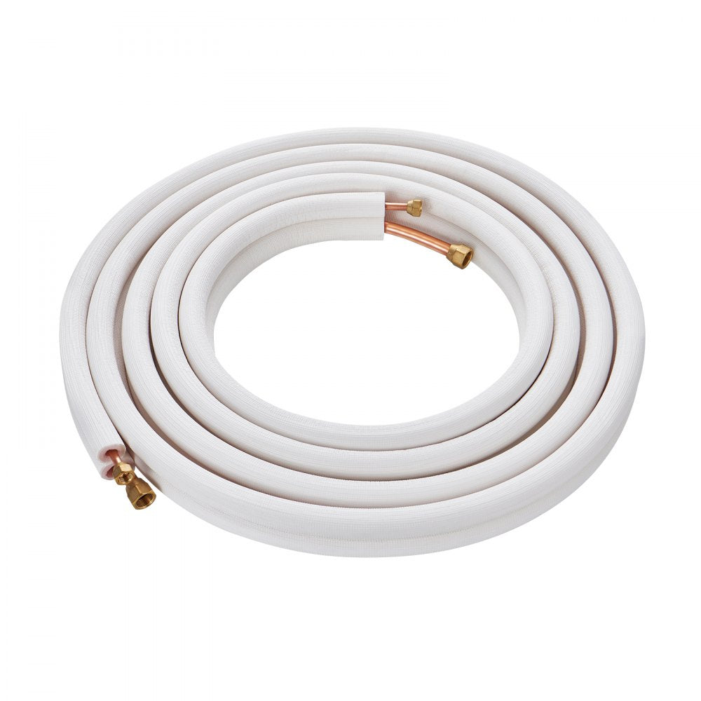 VEVOR 25FT Mini Split Line Set, 1/4" & 1/2" O.D Copper Pipes Tubing and Triple-Layer Insulation, for Mini Split Air Conditioning Refrigerant or Heating Pump Equipment & HVAC with Wrapping Strips.